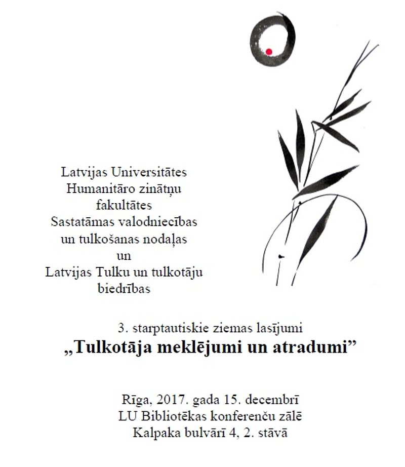 3. starptautiskie ziemas lasījumi “Tulkotāja meklējumi un atradumi” 15. decembrī